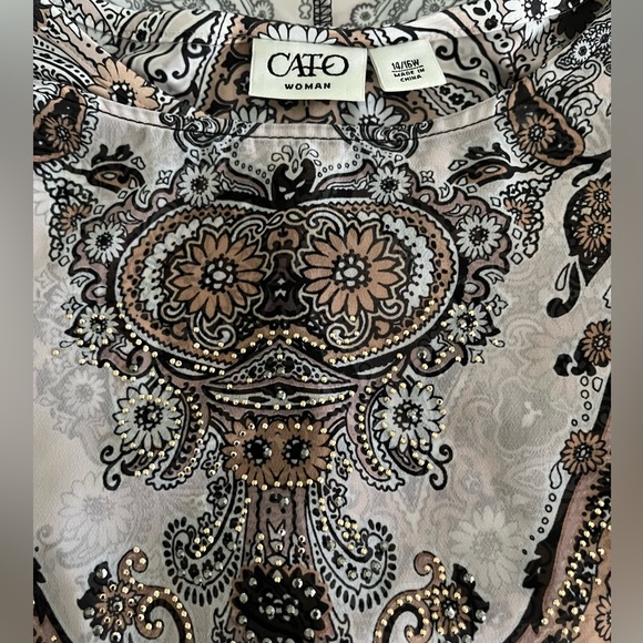 CATO Beautiful Sheer, Embellished, Boho Poncho w Matching Tank, Size14/16W, NWOT - Picture 8 of 8